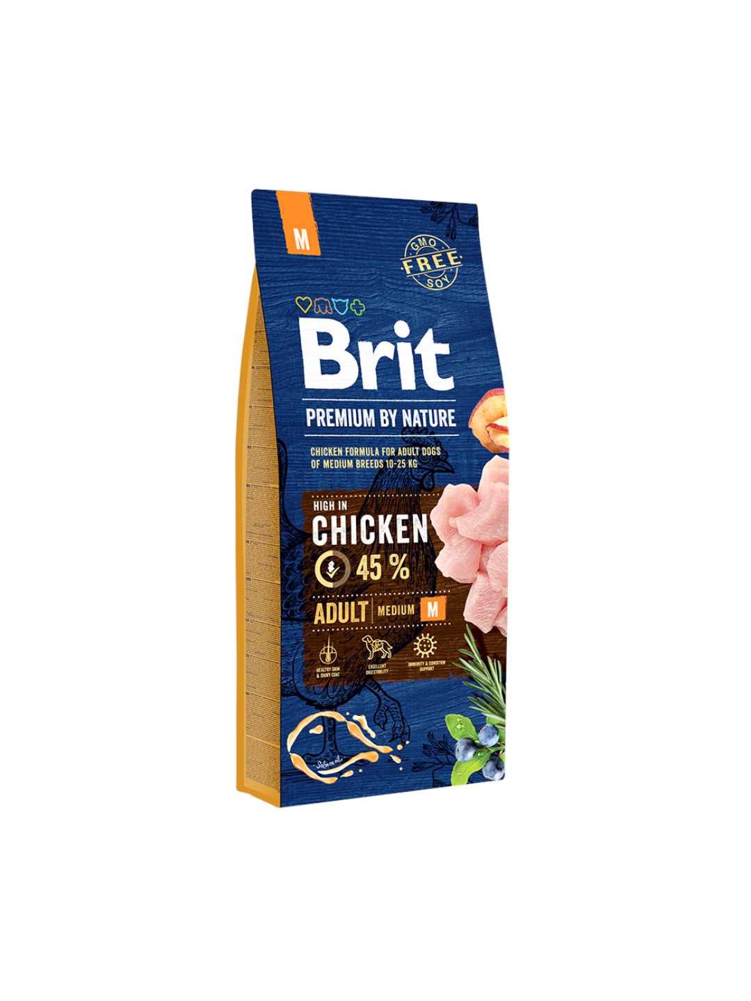 Brit Premium By Nature Adult Medium 15kg Ξηρά Τροφή για Ενήλικους Σκύλους Μεσαίων Φυλών με Κοτόπουλο